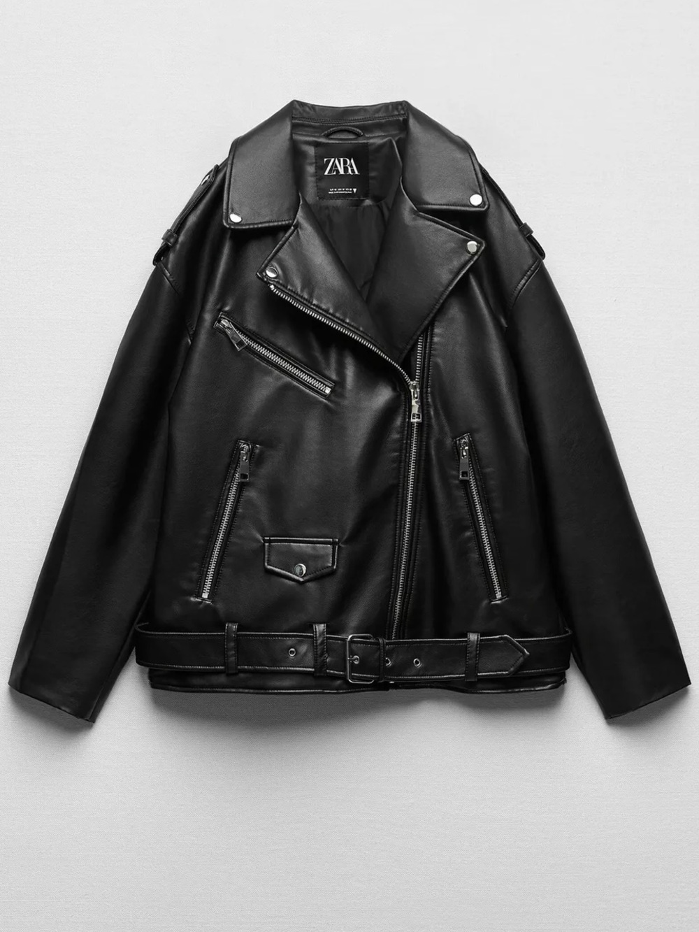 NEW ZARA OVERSIZED FAUX LEATHER BIKER JACKET size small new without tags